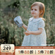 OAK FAMILY夏季新品女童短袖連衣裙法式泡泡袖全棉府綢寶寶裙子 鈴蘭月光 90 cm