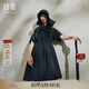 日著原創(chuàng)設(shè)計(jì)女裝2024夏季新款寬松透氣黑色抽褶減齡高腰連衣裙子 霞黑 XL