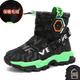LINBUXAN兒童雪地靴東北冬季零下棉鞋加絨加厚冰爪中大童防滑耐磨男童棉鞋 2023黑綠[加厚保暖防水款帶鋼爪] 39 適合腳長(cháng)24.1鞋墊長(cháng)25.1