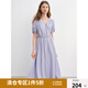 獨束大碼女裝v領(lǐng)連衣裙夏2025年新款復古收腰微胖mm一片式中長裙 薄藤紫 XL （尺碼：3）