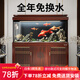 森森（SUNSUN）新品大型底過(guò)濾龍魚(yú)缸生態(tài)水族箱超白玻璃免換水客廳風(fēng)水龍魚(yú)缸 剛果柚木（實(shí)體店同款） 靠墻款120長(cháng)35寬152高（升級底濾+變色燈）