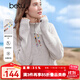 百圖（betu）女裝2025年秋季新款毛針織衫LOPO領(lǐng)拉鏈趣味紐扣設(shè)計(jì)上衣2509T34 杏色 M