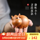 古悅堂 宜興全手工紫砂茶寵手把件可愛(ài)茶玩擺件套裝你好牛 靜聽(tīng)小牛老段泥款