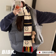 BIBK日本圍巾女秋冬季可愛撞色笑臉針織毛線小圍巾百搭保暖護(hù)頸圍脖 笑臉
