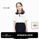 little MO&Co.抑菌 童裝女童小衫娃娃領(lǐng)短袖T恤小女生兒童上衣女孩 本白色 130 130/60