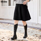 MsShe大碼女裝2025新款冬裝羊毛混紡松緊腰遮胯顯瘦a字針織半身裙 短款-黑色現貨 2XL
