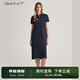 GANT/甘特新款女裝翻領(lǐng)長裙裙子純色休閑寬松百搭POLO裙短袖連衣裙 晚藍(lán)色 M