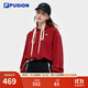 FILA FUSION斐樂(lè )潮牌女子連帽衛衣冬季新款時(shí)尚休閑針織上衣 酒奶紅-WI S