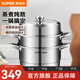 蘇泊爾（SUPOR）蒸鍋304不銹鋼三層復(fù)底多用蒸魚家用蒸籠電磁爐燃?xì)馔ㄓ?歐式蒸鍋 3層 32cm