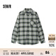 森馬（Semir）長(cháng)袖襯衫男純棉法蘭絨格子外套秋季情侶裝寬松經(jīng)典百搭上衣潮 綠白色調00441 M