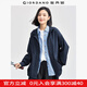 佐丹奴外套女新款戶外運(yùn)動(dòng)夾克可束腰大貼袋網(wǎng)里連帽風(fēng)衣13374844 58青玉藍(lán) L