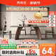 賈斯珀實(shí)木巖板餐桌家用輕奢高級(jí)感2025新款現(xiàn)代簡(jiǎn)約長(zhǎng)方形小戶型餐桌 1.6米+4椅(瑪奇朵全托底板餐桌)