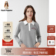 Hush Puppies暇步士女裝春季新款美式休閑條紋Polo領T恤衛(wèi)衣 519花灰 M
