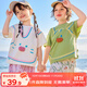 嘟嘟家[7A抑菌]寶寶夏季短袖套裝兒童夏裝T恤男童褲子薄女童裝 綠色 100