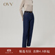 OVV秋冬熱賣(mài)女裝休閑大方挺括卷邊舒適錐形牛仔褲 藏青A6 25