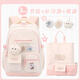 MOONRDEEN初中生女生大容量書(shū)包減負輕便高顏值背包四到六年級初中生雙肩包 櫻花粉 三件套【送五角星+徽章+卡片】