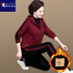 啄木鳥(niǎo)中老年媽媽衛衣加絨運動(dòng)套裝女秋冬洋氣中年人外套冬季加厚兩件套 酒紅色1522D 2XL (建議116-125斤)
