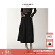 玖姿·安娜蔻休閑工裝風(fēng)單排扣松緊腰半身裙長(cháng)裙女2025冬季新款 素黑 XL