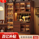 小木窩餐邊柜一體靠墻柜子黑胡桃實(shí)木酒柜客廳置物架展示柜收納儲物櫥柜 1.6米三門(mén)餐邊柜-不帶燈 組合