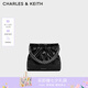 CHARLES&KEITH鏈條單肩腋下托特包流浪包包女包女友生日七夕禮物CK2-20671559 Noir黑色 M