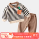 嘟嘟家童裝男童秋季套裝兒童運動(dòng)服寶寶polo衫兩件套小童秋裝 黑白條120