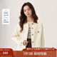 茵曼（INMAN）純棉撞色翻領(lǐng)外套女2025春秋新款休閑復(fù)古百搭工裝風(fēng)夾克上衣 米杏色 M
