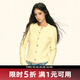 AAISUP 薄荷綠卷邊針織開(kāi)衫女2025春秋新款軟糯慵懶外搭薄款毛衣外套 黃色 L