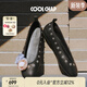 COOLCHAP25新款扣扣鞋diy鞋花淺口平底牛皮單鞋女時(shí)尚圓頭瑪麗珍芭蕾舞鞋 寂夜之主 標準版 （2朵鞋花） 38