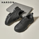 哈森（Harson）男鞋秋季商務(wù)休閑鞋公務(wù)通勤厚底運動(dòng)皮鞋 黑色 42