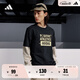 adidas情侶休閑純棉上衣圓領短袖T恤夏季新款阿迪達斯官方輕運動 黑色   L