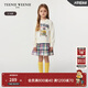 Teenie Weenie Kids小熊童裝25年款女童學(xué)院假兩件格紋拼接衛衣裙 象牙白 140cm