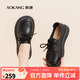 奧康（Aokang）官方女鞋 新款純色氣質(zhì)系帶樂(lè )福鞋舒適百搭皮鞋女 黑色1234321041 37 (235mm)