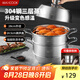 美廚（maxcook）蒸鍋全304不銹鋼28cm三層蒸鍋感溫復(fù)底湯鍋 燃?xì)怆姶艩t通用MCZ736