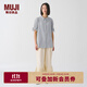 無印良品 MUJI IDEE 女式  強(qiáng)捻 短袖罩衫 上衣女款夏季 棉麻 GAD10C4S 藍(lán)灰色 M （155/80A）