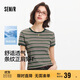 森馬（Semir）涼感T|短袖T恤女短款緊身正肩2025夏季復古條紋上衣109325100039