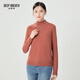 深呼吸DEEP BREATH女裝煙管領(lǐng)長(cháng)袖可機洗打底針織純羊毛衫女A300962 玫瑰粉 M (3)