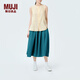 無印良品（MUJI）IDEE 女式 泡泡紗 抽褶裙 長半身裙女夏季款裙子 GAD54C4S 深藍(lán)色 M (155/68A)