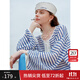 范思藍恩法式度假條紋針織衫女2025夏航海風(fēng)防曬透氣長(cháng)袖t恤上衣 藍白條紋 S