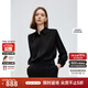 朗姿法式優(yōu)雅緞面設(shè)計感通勤職業(yè)襯衫女2025年春季捏褶翻領(lǐng)上衣 黑色2 S