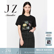 玖姿·安娜蔻【草目系列】珠片刺繡OVERSIZE休閑T恤女夏款 經(jīng)典黑-第三批-KWFX83236 2XL