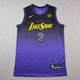 NBA VIBE25賽季湖人隊3號戴維斯城市版球衣刺繡籃球服隊服運動(dòng)服歐碼偏大25款湖人城市版3號紫2XL