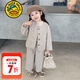 G.DUCKKIDS小黃鴨女童套裝秋冬2025新款洋氣兒童秋裝毛呢外套深秋女寶寶衣服 米杏色 90 建議1~2歲【 80-90cm】cm