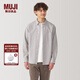 無(wú)印良品（MUJI）男式 水洗牛津紐扣領(lǐng)長(cháng)袖襯衫 男士襯衣外套純棉 春季 AC4AAC4A 米色格紋 XL (180/104A)