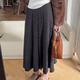 沐霓灰色波點(diǎn)百褶半身裙女秋冬胖mm大碼高腰顯瘦梨形身材中長(cháng)款a字裙 灰色【M碼】