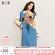 兩三事冬季針織連衣裙女2024秋冬新款毛衣裙長(cháng)款毛衣裙子花神迷宮 藍色 L