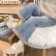 壹號鳳女童牛仔褲秋冬洋氣寶寶喇叭褲加絨加厚保暖冬裝褲子 刺繡淺藍色喇叭牛仔褲 100