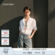 Calvin KleinJeans25春夏男女情侶中性商務(wù)休閑ck純色牛津紡長(cháng)袖襯衫40EM125YAA-月光白L