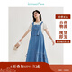 茵曼牛仔背帶裙2024夏季女裝新款萊賽爾棉綁帶連衣裙 牛仔藍 S