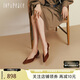 真美詩(shī)點(diǎn)金石2025年秋季氣質(zhì)波浪走線(xiàn)羊絨皮女鞋Y1P09CQ5 棕色 36