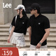 Lee標準版防曬紫外線(xiàn)刺繡logo涼感短袖男女同款情侶polo衫休閑潮 黑色 L